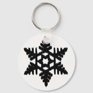 Ikat Snowflake - White and black Keychain