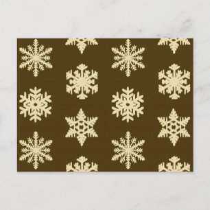 Ikat Snowflakes - Beige and Chocolate Brown Postcard