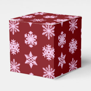 Ikat Snowflakes - Burgundy Wine and Pink Favor Box