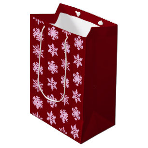 Ikat Snowflakes - Burgundy Wine and Pink Medium Gift Bag