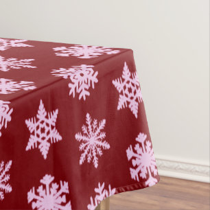 Ikat Snowflakes - Burgundy Wine and Pink Tablecloth