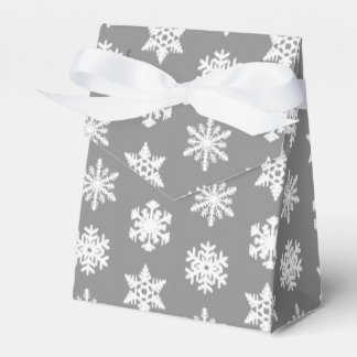 Ikat Snowflakes - Charcoal Grey and White Favor Box