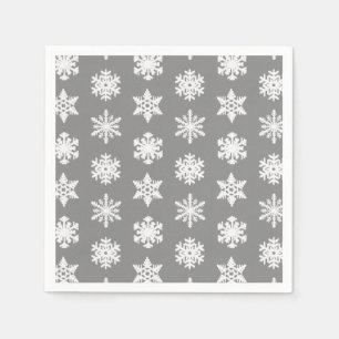 Ikat Snowflakes - Charcoal Grey and White Napkin