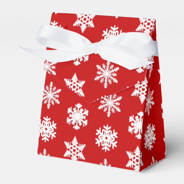 Ikat Snowflakes - Dark red and white Favor Box (Front Side)