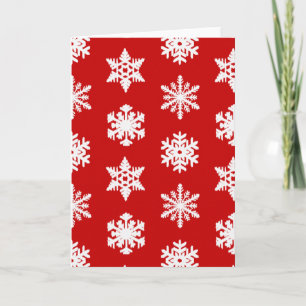 Ikat Snowflakes - Dark red and white Holiday Card