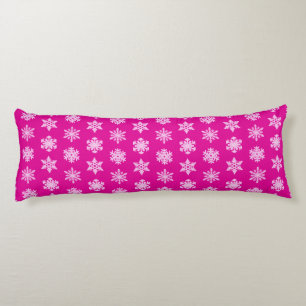 Ikat Snowflakes - Fuchsia and ice pink Body Pillow