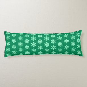 Ikat Snowflakes - Pine and mint green Body Pillow