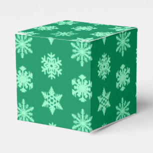 Ikat Snowflakes - Pine and mint green Favor Box