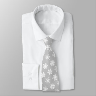 Ikat Snowflakes - Silver grey and white Tie