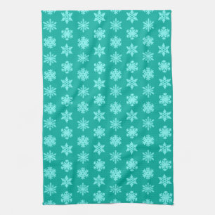 Ikat Snowflakes - Turquoise and aqua Kitchen Towel