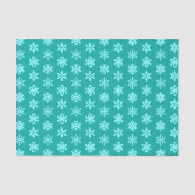 Ikat Snowflakes - Turquoise and aqua Tissue Paper (Front)