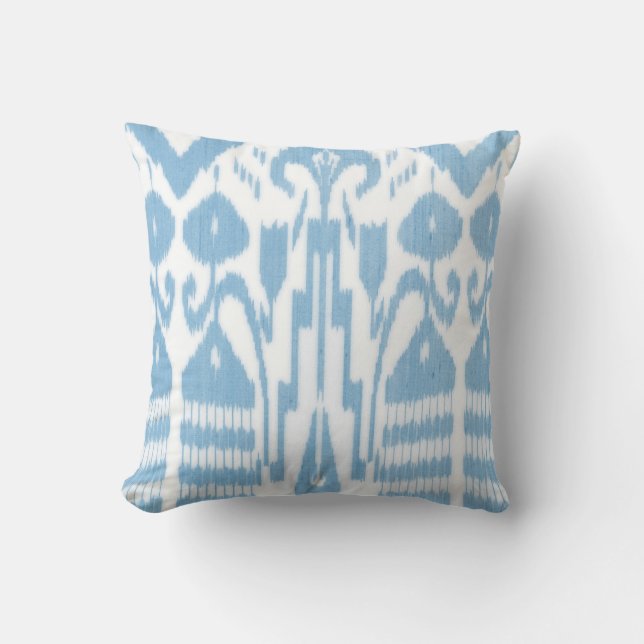 Ikat Square, Sky Throw Pillow (Front)
