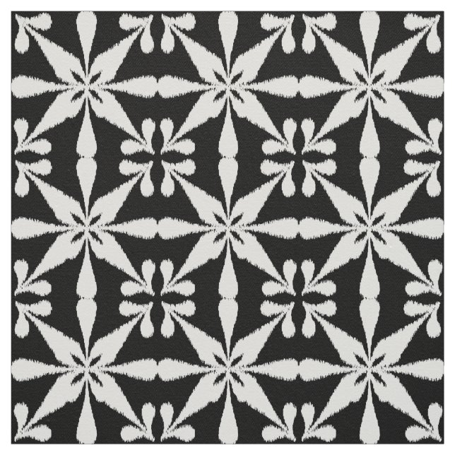 Ikat Star Pattern - Black and White Fabric (Swatch)