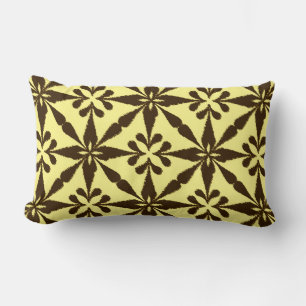 Ikat Star Pattern - Brown and Yellow Lumbar Pillow