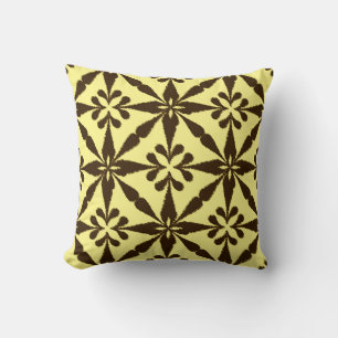 Ikat Star Pattern - Brown and Yellow Throw Pillow