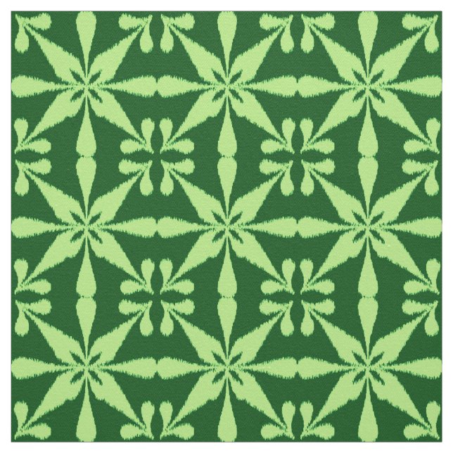 Ikat Star Pattern - Dark Green Fabric (Swatch)