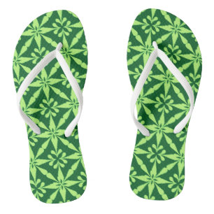 Ikat Star Pattern - Dark Green Flip Flops