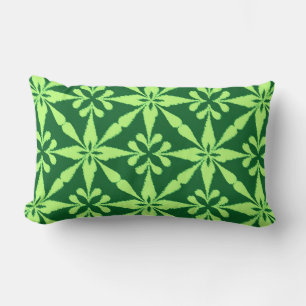 Ikat Star Pattern - Dark Green Lumbar Pillow