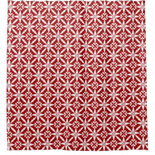 Ikat Star Pattern - Dark Red and White