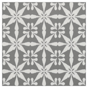 Ikat Star Pattern - Grey / Grey and White Fabric