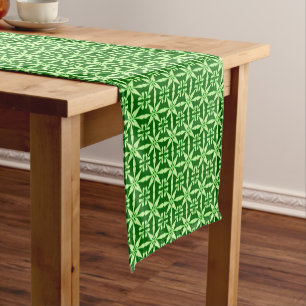 Ikat Star Pattern, Lime and Dark Green Short Table Runner