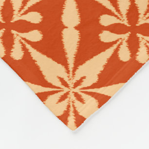 Ikat Star Pattern - Mandarin Orange Fleece Blanket