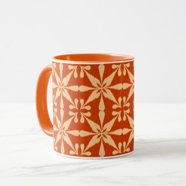 Ikat Star Pattern - Mandarin Orange Mug (Front Left)