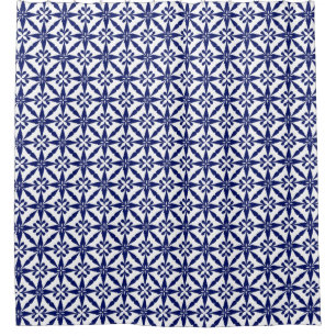 Ikat Star Pattern - Navy Blue and White