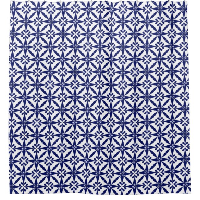 Ikat Star Pattern - Navy Blue and White (Front)