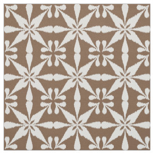 Ikat Star Pattern - Taupe Tan and White Fabric