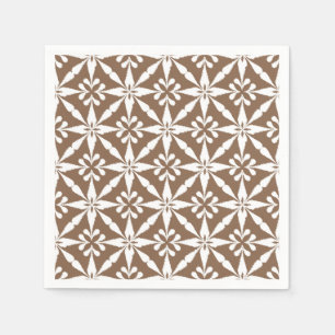 Ikat Star Pattern - Taupe Tan and White Napkin
