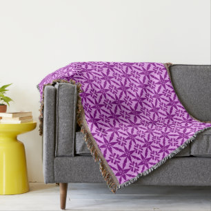Ikat Star Pattern - Violet and Orchid Throw Blanket