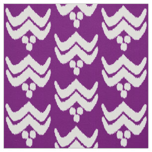 Ikat stylized floral - amethyst purple and white fabric