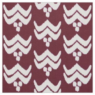 Ikat stylized floral - burgundy and white fabric