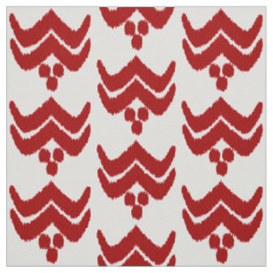 Ikat stylized floral - dark red and white fabric