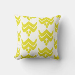 Ikat stylized floral - mustard gold and white throw pillow