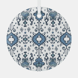 Ikat, tribal, ethnic seamless ornament. glass ornament