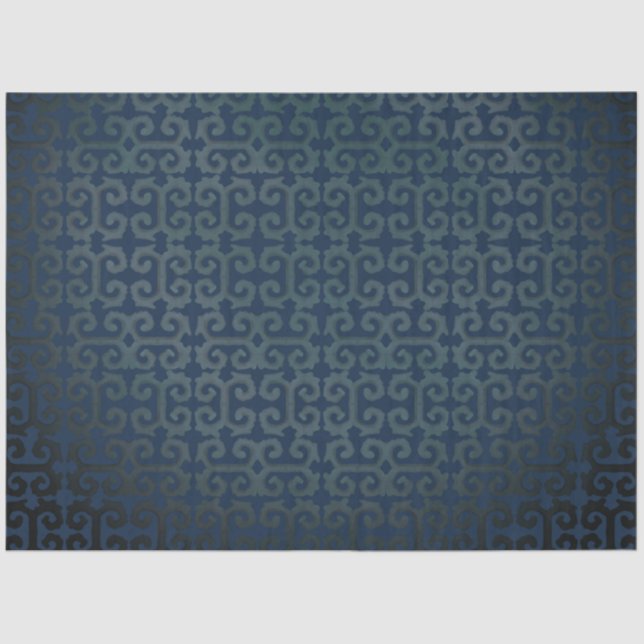 IKAT Tribal Pattern Navy Black Grey Decoupage Art Tissue Paper (Front)