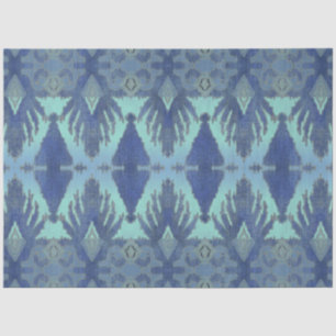 IKAT Tribal Pattern Navy Blue Geometric Decoupage Tissue Paper