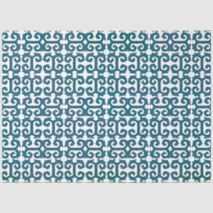 IKAT Tribal Pattern Teal Blue Greek Key Decoupage Tissue Paper