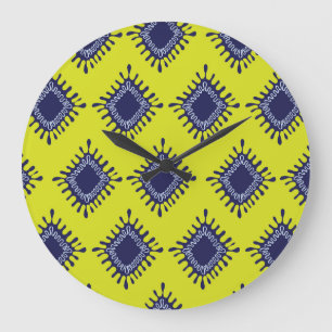Ikat Tribal: Stylish Modern Pattern. Large Clock