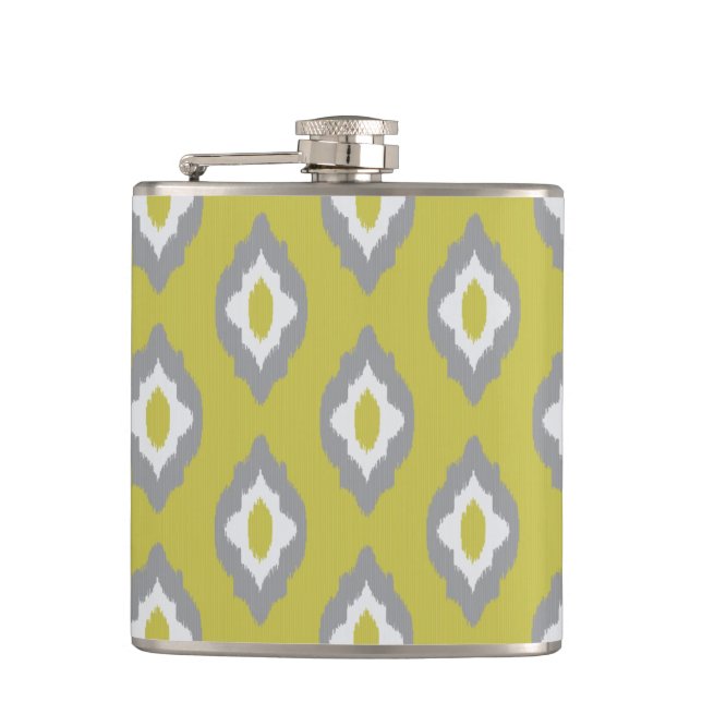 Ikat vintage pattern hip flask (Front)