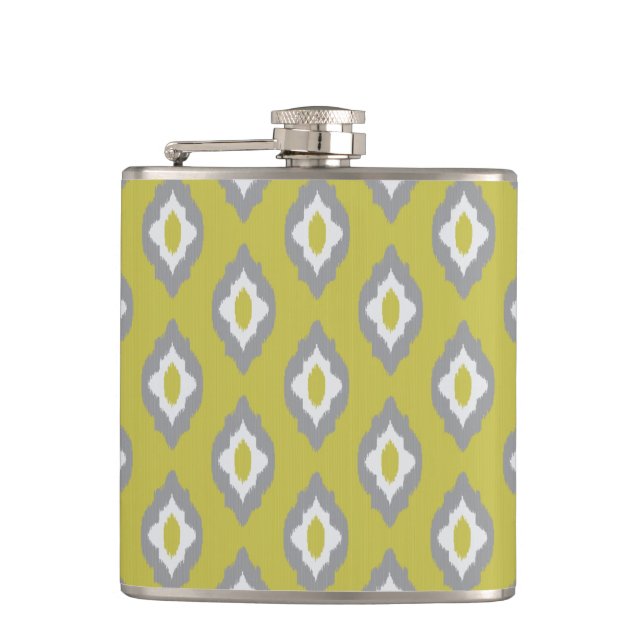 Ikat vintage pattern hip flask (Front)