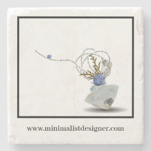 Ikebana diamond florist coastal business card stone coaster