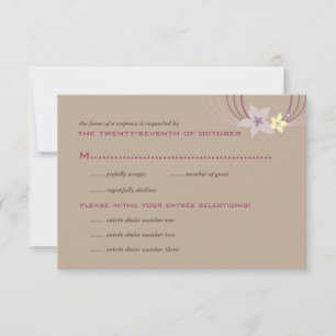 Ikebana Frangipani Purple Tropical Flowers Wedding RSVP Card