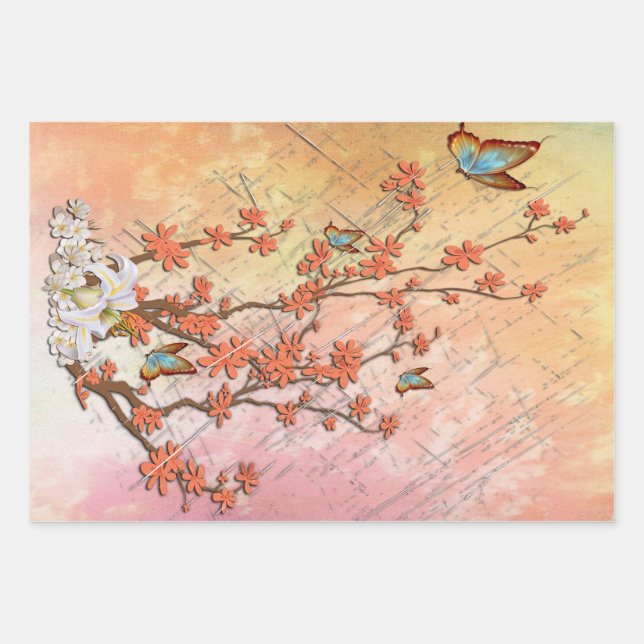 Ikebana Show Wood Poster Wrapping Paper Sheet (Front)