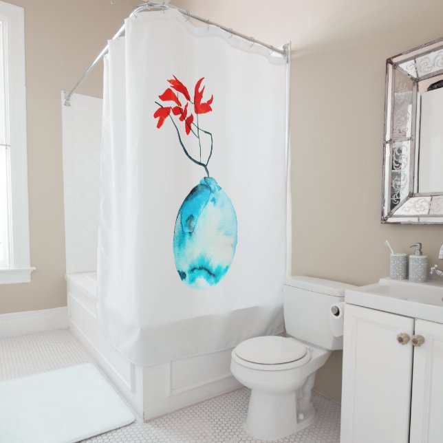 Ikebana watercolor blue vase (In Situ)