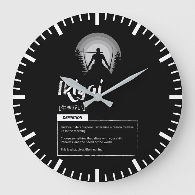 Ikiagai - Japanese Concept For Success Large Clock (Front)