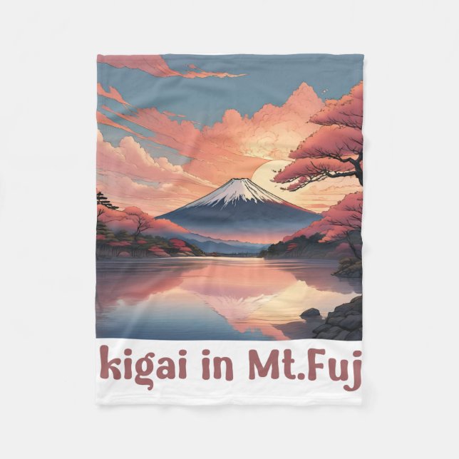 "Ikigai in Mount Fuji: Serene Japanese Art Poster" Fleece Blanket (Front)