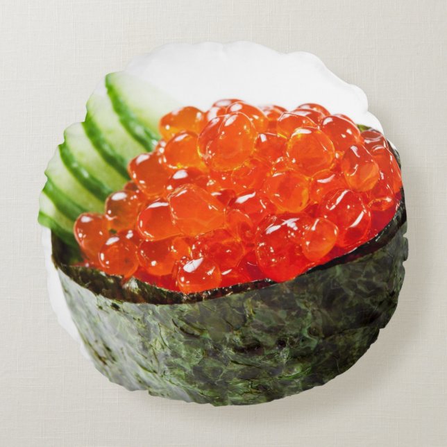 Ikura (Salmon Roe) Gunkan Maki Sushi Round Pillow (Front)